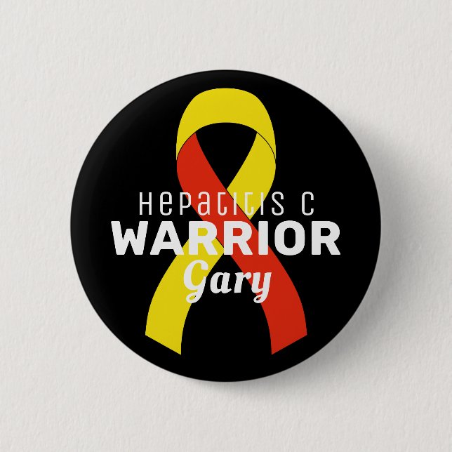 Hepatitis C Warrior Ribbon Black Button (Vorderseite)