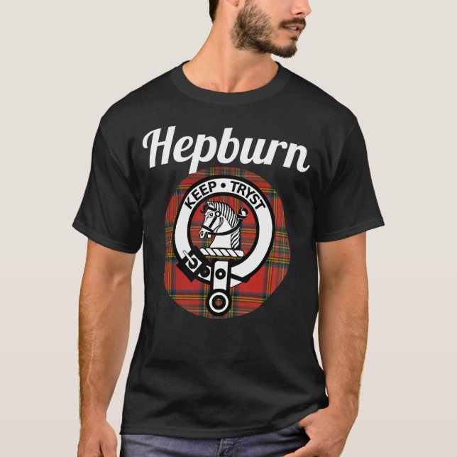 Hepburn Clan Scottish Name Coat Arms Tartan T-Shirt (Vorderseite)