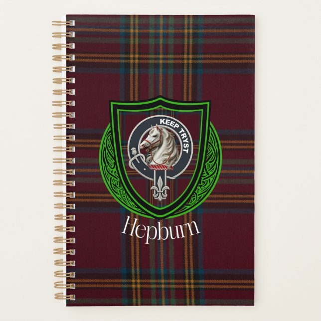 Hepburn Scottish Clan Tartan & Crest Planer (Vorderseite)