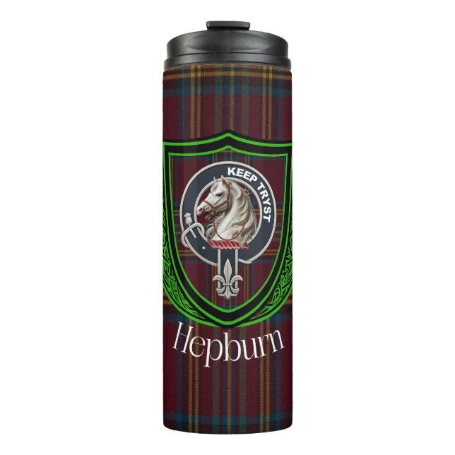 Hepburn Scottish Clan Tartan & Crest Thermosbecher (Vorderseite)
