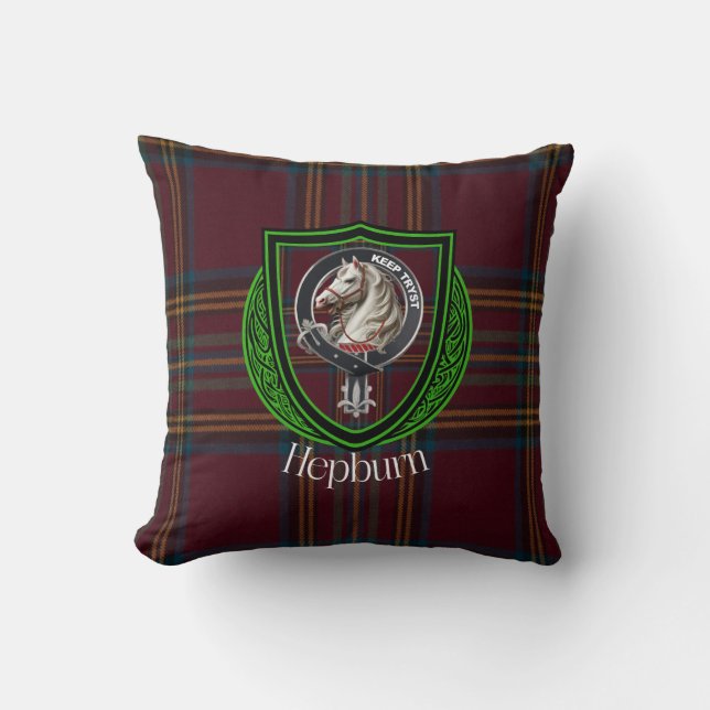 Hepburn Scottish Clan Tartan & Wappen Kissen (Vorderseite)