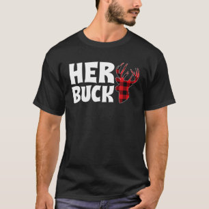 Her Buck Christmas Xmas Couples Matching Pjs Pajam T-Shirt