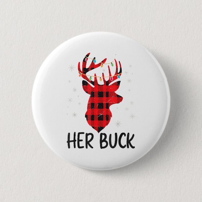 Her Buck Deer Hunting Christmas Husband Gift Coupl Button (Vorderseite)