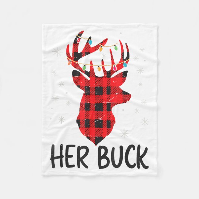 Her Buck Deer Hunting Christmas Husband Gift Coupl Fleecedecke (Vorderseite)