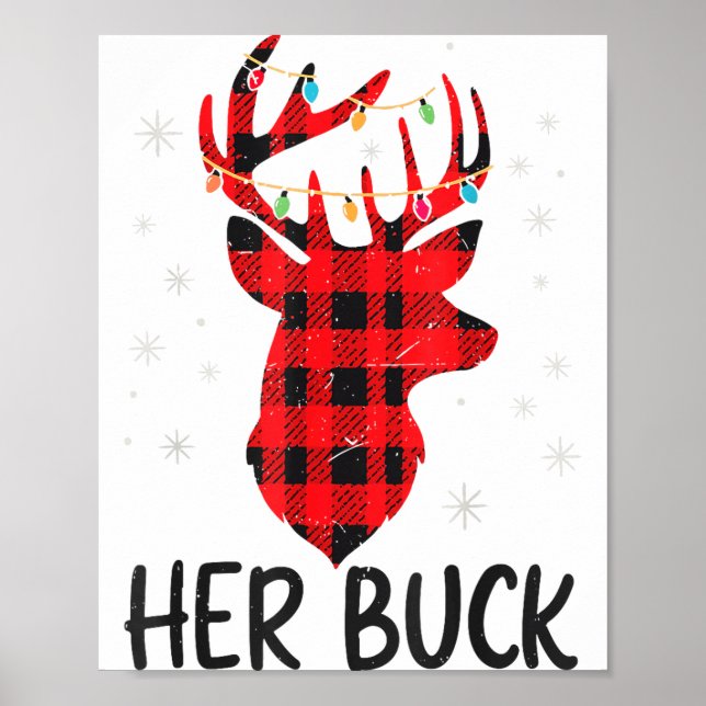 Her Buck Deer Hunting Christmas Husband Gift Coupl Poster (Vorne)