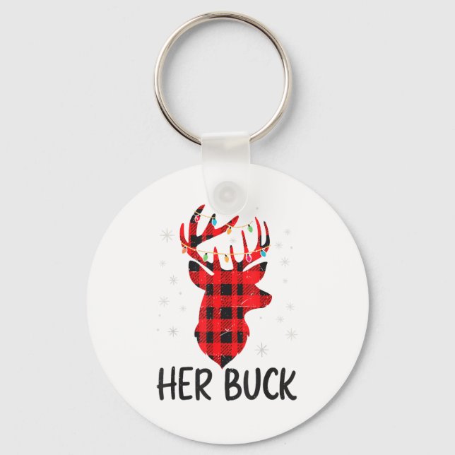 Her Buck Deer Hunting Christmas Husband Gift Coupl Schlüsselanhänger (Vorderseite)