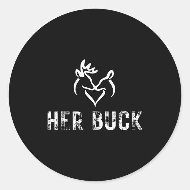 Her Buck Matching Hunting Couples Valentines Day F Runder Aufkleber (Vorderseite)