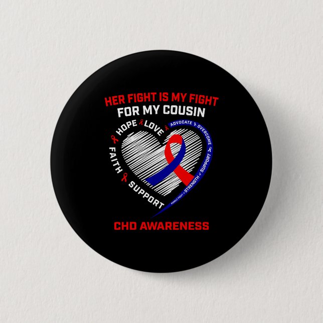 Her Fight Cousin Chd Awareness Heart Disease Graph Button (Vorderseite)
