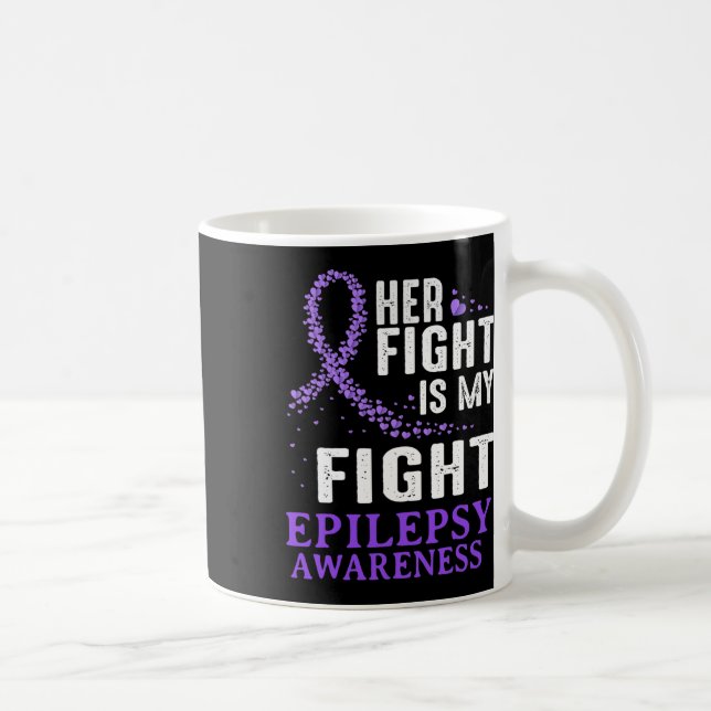 Her Fight Epilepsy Awareness Purple Ribbon Epilept Kaffeetasse (Rechts)