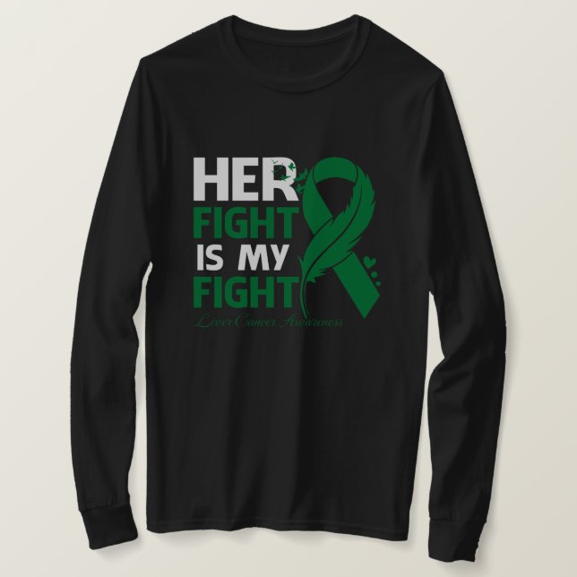 Her Fight Is My Fight LIVER CANCER AWARENESS Feath T-Shirt (Design vorne)
