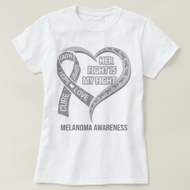 Her Fight Is My Fight Melanoma Awareness Ribbon He T-Shirt (Design vorne)