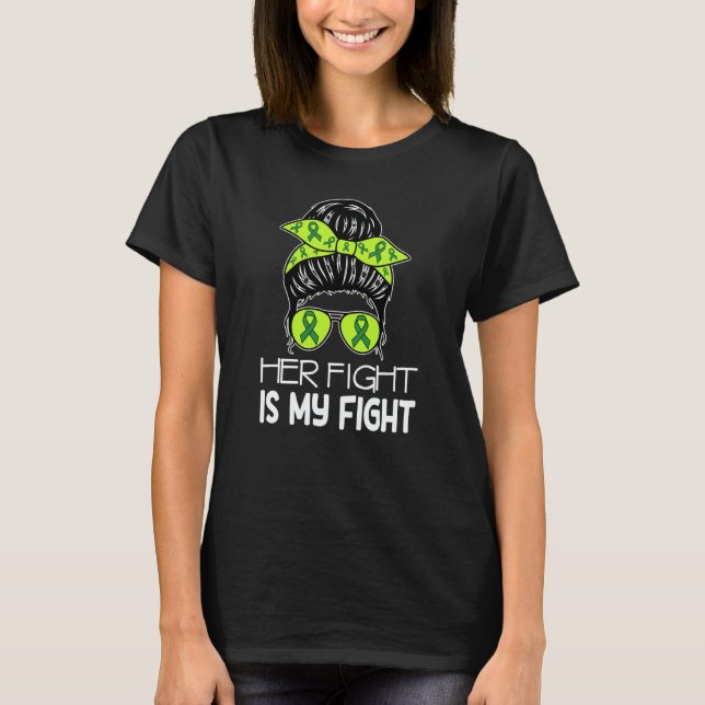 Her Fight My Fight Cerebral Palsy Messy Bun CP Awa T-Shirt (Vorderseite)