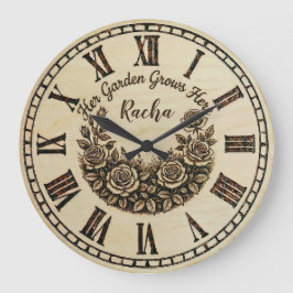 Her Garden Grows Here | Custom Name wall clock  Große Wanduhr