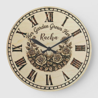 Her Garden Grows Here | Custom Name wall clock Große Wanduhr