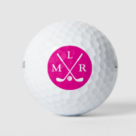 Her Hot Pink Modern Monogram Mark Golfball