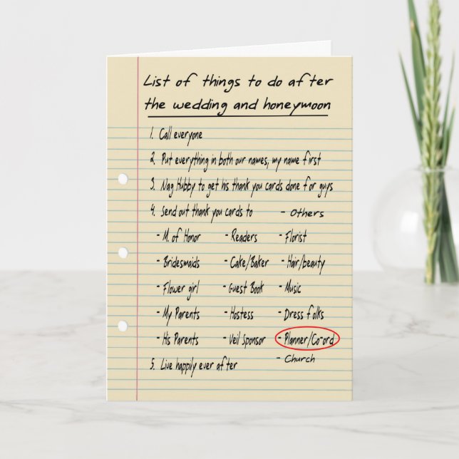 HER LIST - Danke-Planer - FUNNY Dankeskarte (Vorderseite)