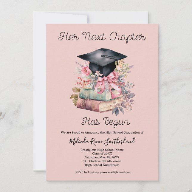 Her Next Chapter Graduation Announcement Einladung (Vorderseite)
