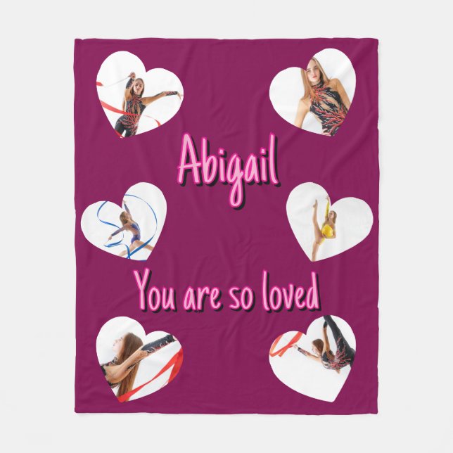 Her Valentine’s Day 6 Heart Shaped Photos Collage Fleecedecke (Vorderseite)