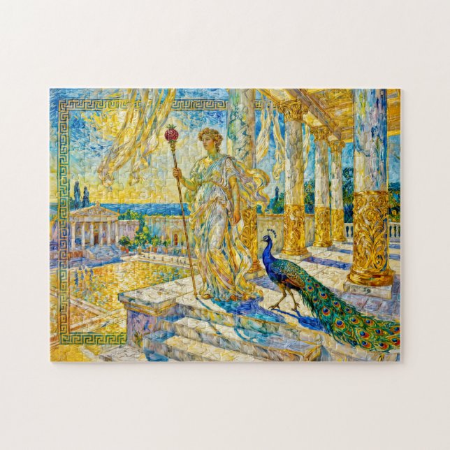 Hera mit Pfau und Granatapfelzepter in Templ Puzzle (Horizontal)