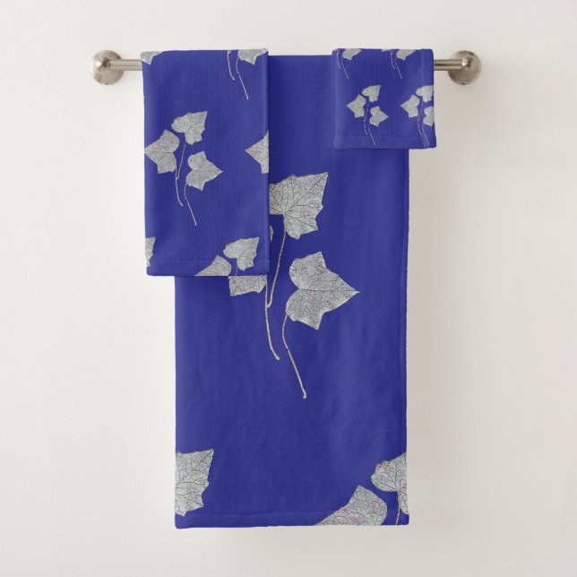 Herabfallende Blätter Tiefblau Badhandtuch Set (Insitu)