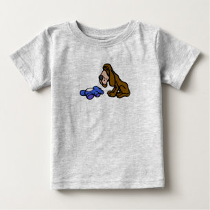 Herabhängender Hund mit Spielzeug Baby T-shirt