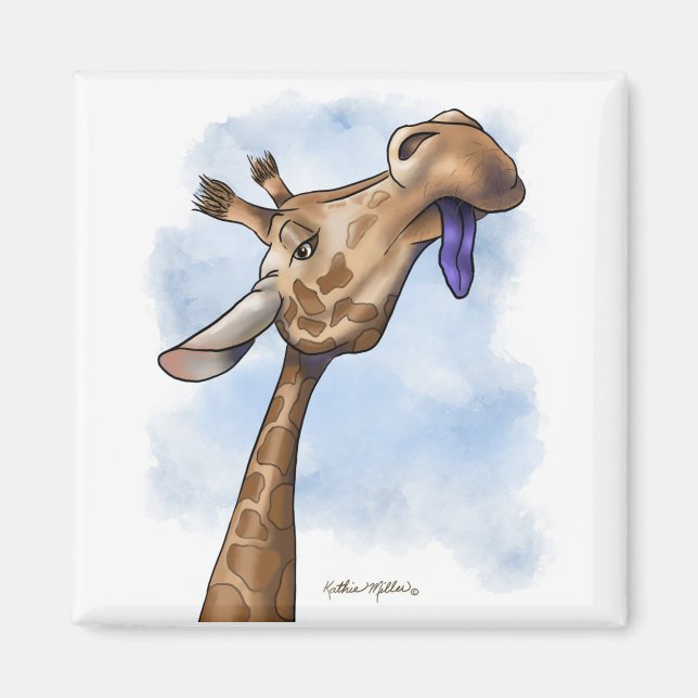 Herablassender Giraffen-Cartoon Magnet (Vorne)