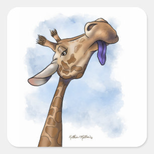 Herablassender Giraffen-Cartoon Quadratischer Aufkleber