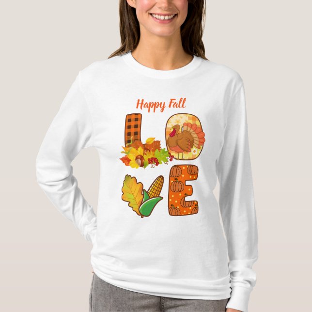 Herabsetzung der Liebe Autumn Text anpassen T-Shirt (Vorderseite)