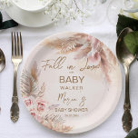 Herabsetzung der Liebe Pampas Gras Boho Babydusche Pappteller<br><div class="desc">Rückgang in Liebe Pampas Gras boho getrocknete Blume fallen Herbst Baby Dusche personalisierte Papier Teller. Rosa Rose,  Pampasgras,  getrocknete Blätter,  Blumenwasser</div>