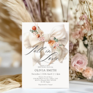 Herabsetzung der Liebe White Bow Floral Baby Dusch Einladung