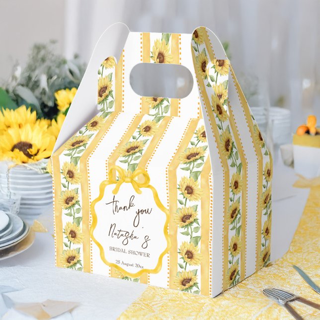 Herabsetzung des Gelbstreifen-Brautparty in der Li Geschenkschachtel (Fall in love retro yellow stripes sunflowers bridal shower personalized favor boxes)