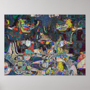 Heraklion Hafen im Stil abstrakt Hundertwassers Poster