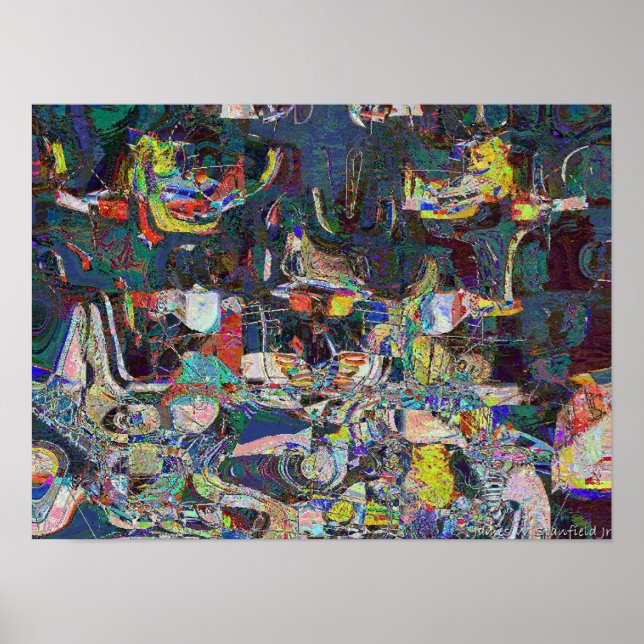 Heraklion Hafen im Stil abstrakt Hundertwassers Poster (Vorne)