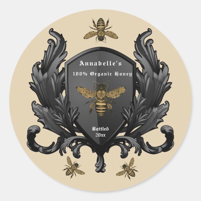 Herald Crown Honey Label personalize Runder Aufkleber (Vorderseite)