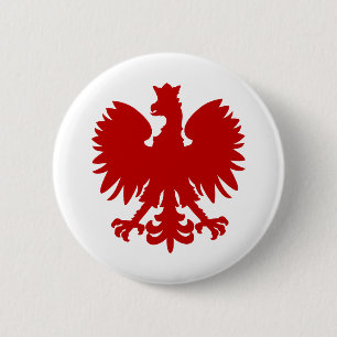 Heraldic Animal Eagle Red Silhouette Crown Button