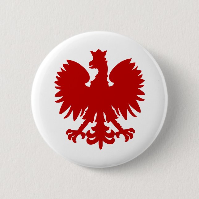 Heraldic Animal Eagle Red Silhouette Crown Button (Vorderseite)