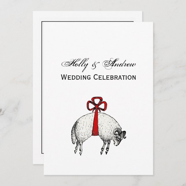 Heraldic Banded Fleece Ram Sheep Wappen Emblem Einladung (Vorne/Hinten)