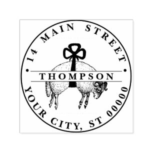 Heraldic Banded Fleece Ram Sheep Wappen Emblem Permastempel