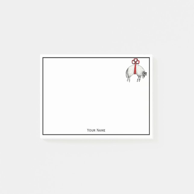 Heraldic Banded Fleece Ram Sheep Wappen Emblem Post-it Klebezettel (Vorderseite)