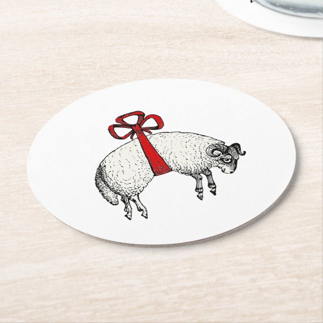 Heraldic Banded Fleece Ram Sheep Wappen Emblem Runder Pappuntersetzer (Angewinkelt)