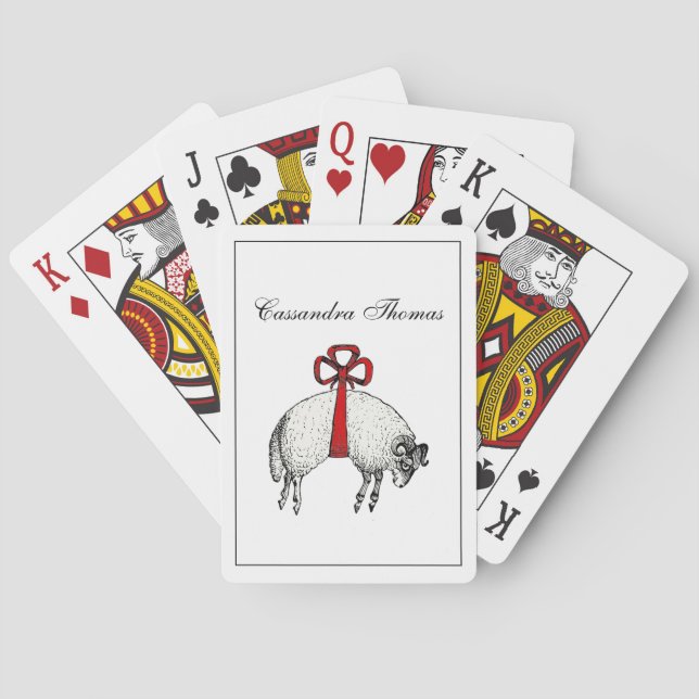 Heraldic Banded Fleece Ram Sheep Wappen Emblem Spielkarten (Rückseite)
