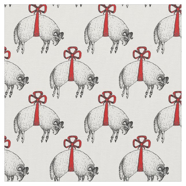 Heraldic Banded Fleece Ram Sheep Wappen Emblem Stoff (Nahaufnahme)