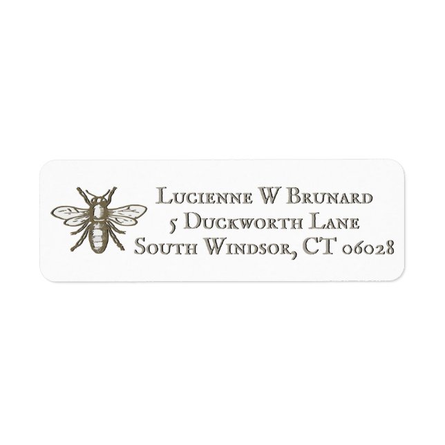 Heraldic Bee Embossed White Return Address Label (Vorne)