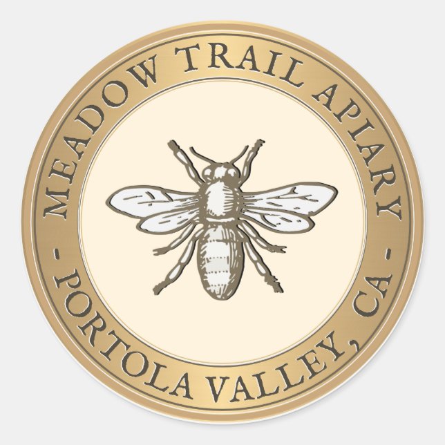 Heraldic Bee Metallic Gold & Ivory Sticker (Vorderseite)