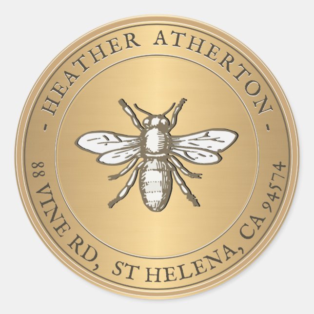 Heraldic Bee Metallic Gold Umschlag Aufkleber (Vorderseite)