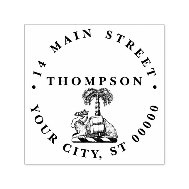 Heraldic Camel Palm Tree Coat of Arms Emblem Permastempel (Design)