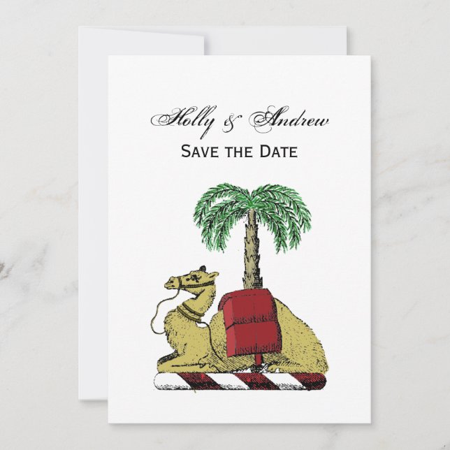 Heraldic Camel Palm Tree Color Coat of Arms Einladung (Vorderseite)