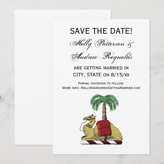 Heraldic Camel Palm Tree Color Coat of Arms Einladung (Vorne/Hinten)