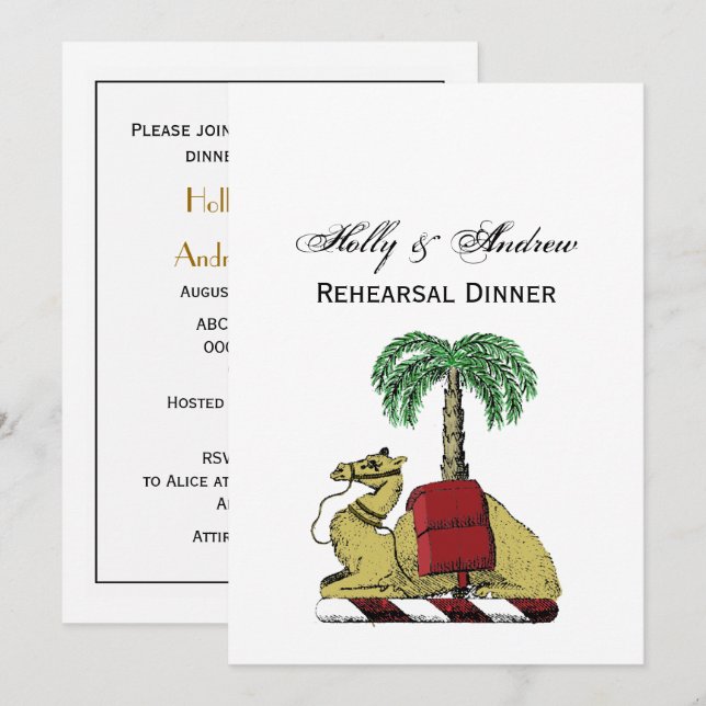 Heraldic Camel Palm Tree Color Coat of Arms Einladung (Vorne/Hinten)