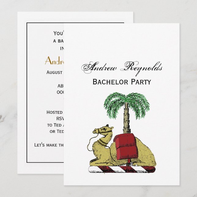 Heraldic Camel Palm Tree Color Coat of Arms Einladung (Vorne/Hinten)